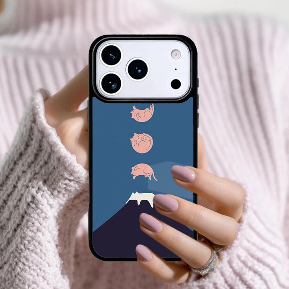 Abstract Cat Mount Fuji Japan Landscape Phone Case For Apple iPhone 17 Air 16E 15 14 Plus 13 12 11 Pro Max Mini Funda Cover
