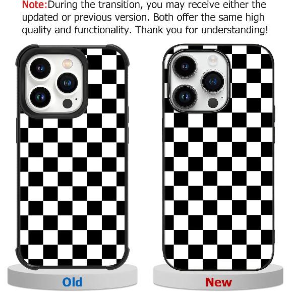 Tnarru Checkered Pattern Compatible with iPhone 14 Pro Case Hard PC Back and Soft TPU Sides Non-Slip Scratchproof Shockproof Protective Cute Phone
