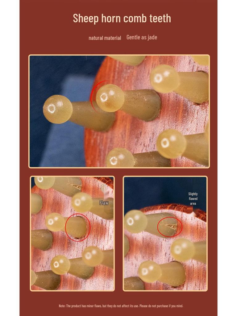 Schafshorn Kopf- und Nackenmassagekamm mit leichten Schönheitsfehlern - B-Ware Abverkauf