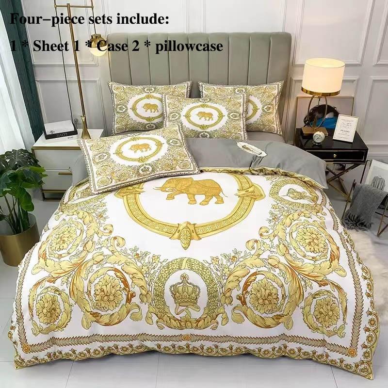 Leka Cotton Four-piece Sheets Were Sleeve Pillowcase Set 1 Light Luxury 1.5 Meters 1.8 Bed Supplies Home Textile