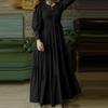 ZANZEA Women Casual V-Neck Solid Color Long Sleeve Loose Long Dress