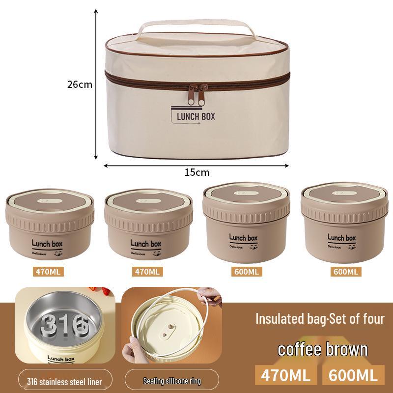 304 Stainless Steel Insulated Bento Box - Microwaveable Lunch Box & Soup Container, Ideal for Office Workers & Students