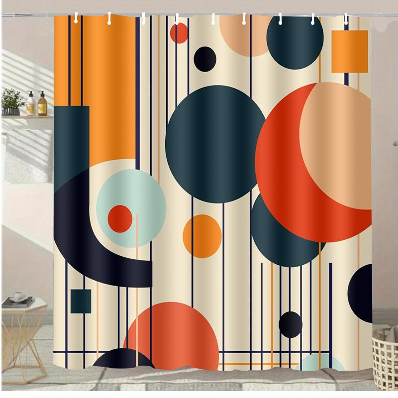 

Floral Geometry Washable Dirt-Resistant Shower Curtain Shower Head Waterproof Polyester Bath Curtain For Home Decor Accessories W60H190(CM)-1 Pcs