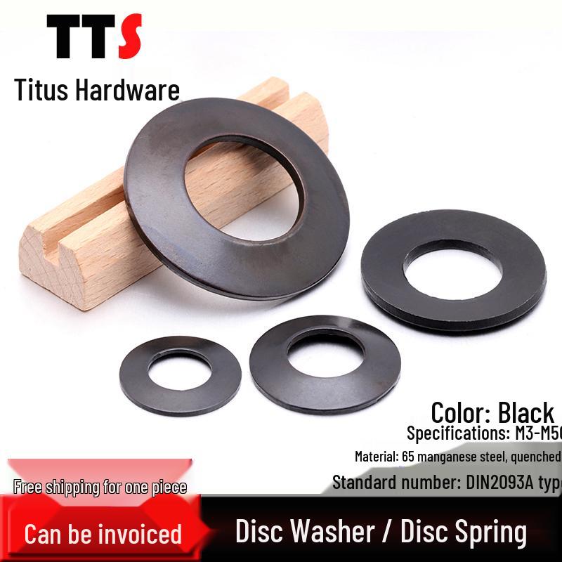 65 Manganese Steel Butterfly Dished Spring Washer, Black, M3-M40 4*8*0.4*1.3 height (200 pieces)