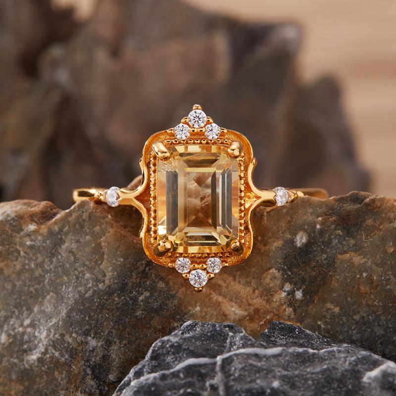 Natural Color Treasure Topaz Citrine Amethyst Ring Women S S925 Sterling Silver Jewelry Earrings Index Finger Ring