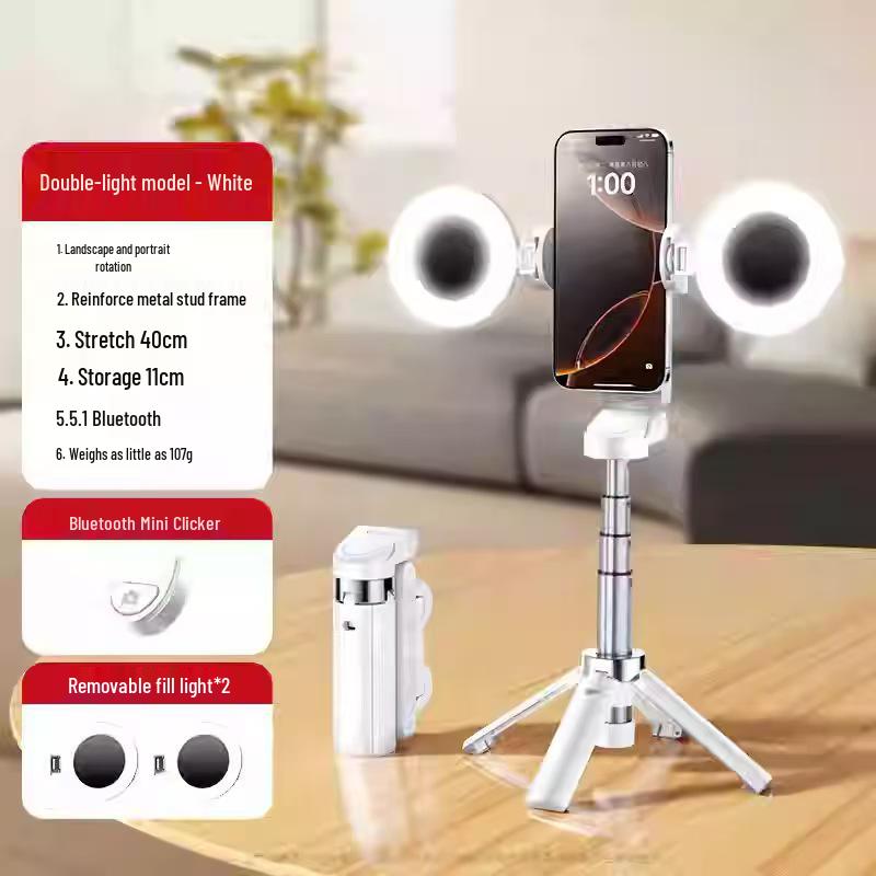 JC25 Portable Bluetooth Selfie Stick with Anti-Shake, Telescopic Tripod for Travel and Live Streaming Photography