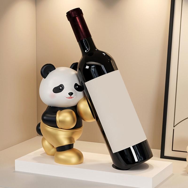 Resin Panda Wine Holders Panda Wine Rack For Stylishly Showcasing Wine Bottles In Kitchens Or Living Space Wine Display