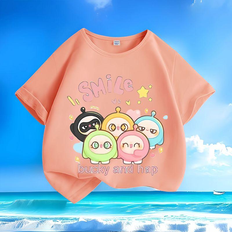 

Детские модные и милые мультяшные футболки, свободные топы с круглым вырезом для мальчиков и девочек на лето 160 оранжевый