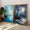 Wave Lighthouse Girl Surfing Canvas Painting Palm Tree Print Wall Art Picture Living Room Decor Sea Beach Poster Ocean Ship Boat