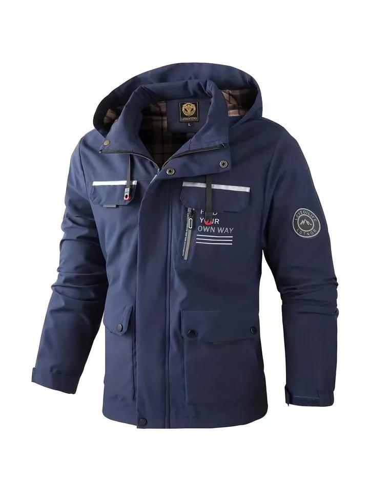 Chaqueta Casual para Hombre Abrigo Parker Otoño e Invierno Chaqueta con Capucha Camisa Chaqueta de Hombre Color Sólido Tendencia de Exterior