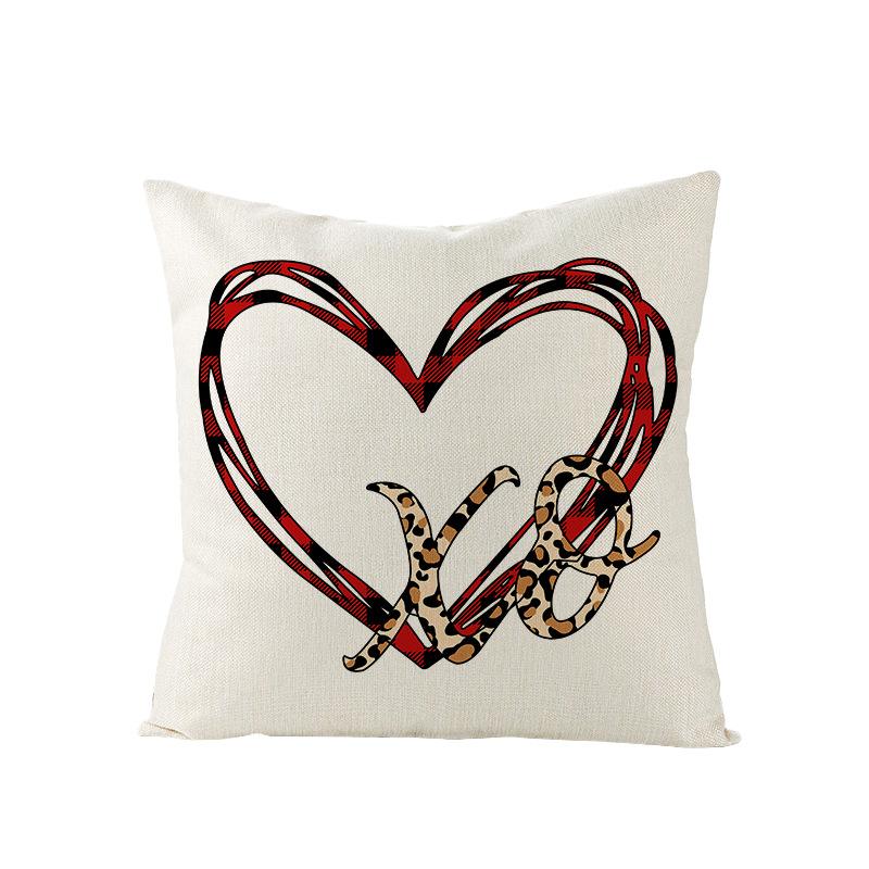 Plaid Valentine's Day Pillow Cover Polyester Printed Love Sofa Cushion Cover Nordic Bedroom Sofa Cushion