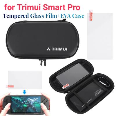 EVA Hard Carrying Case for Trimui Smart Pro Handheld Game Console Hardshell Case with Tempered Glass Film Portable Carrying Bag