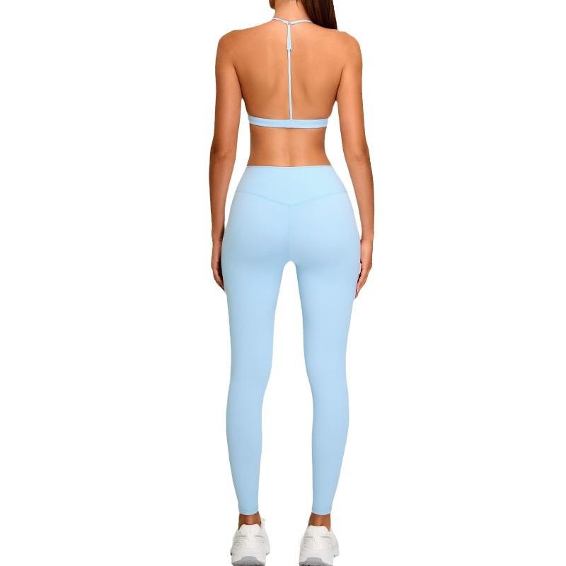 New Tight T-Shaped Back Yoga Suit Set, Elastic High Waist Fitness Suit, Running Speed Drying Fitness Suit