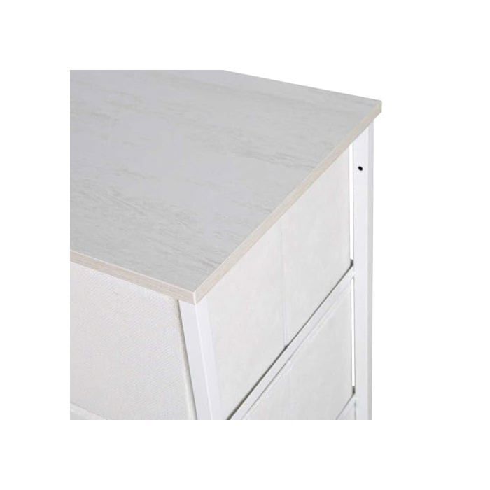 Commode polyvalente 6 tiroirs - AKTIVE - 80x30x62 cm - Blanc - Tiroirs en tissu léger - Structure en acier