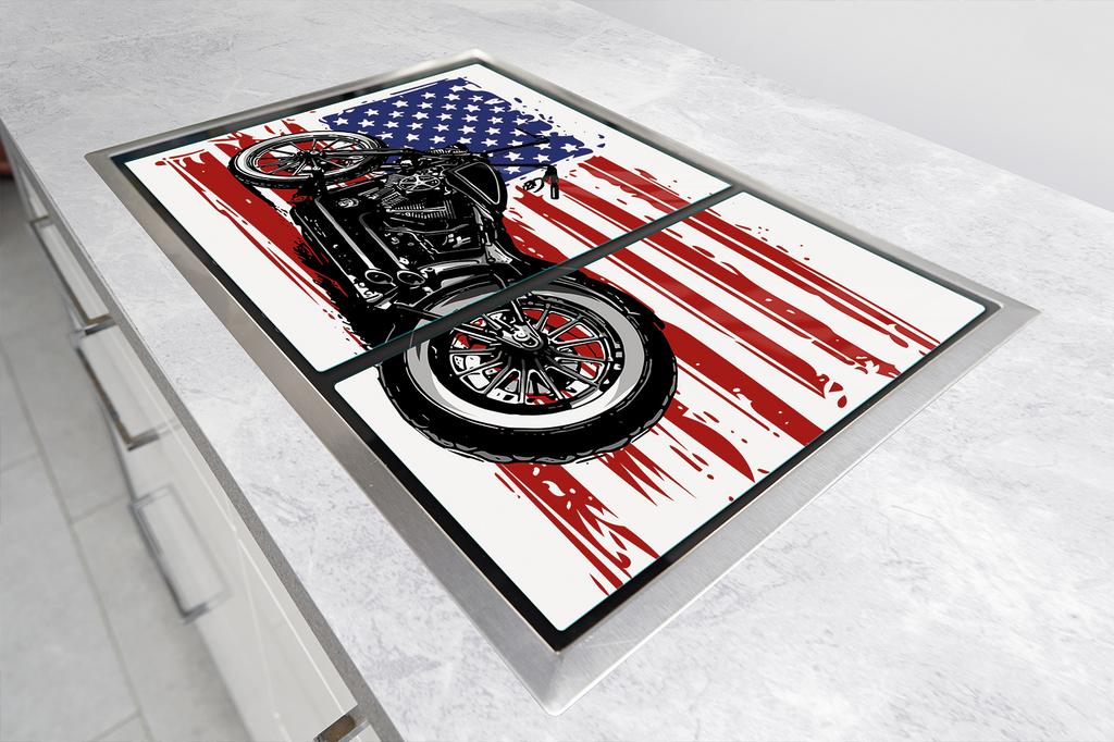 SZKLANA PŁYTA OCHRONNA NA KUCHENKĘ 75x52 MOTOCYKL