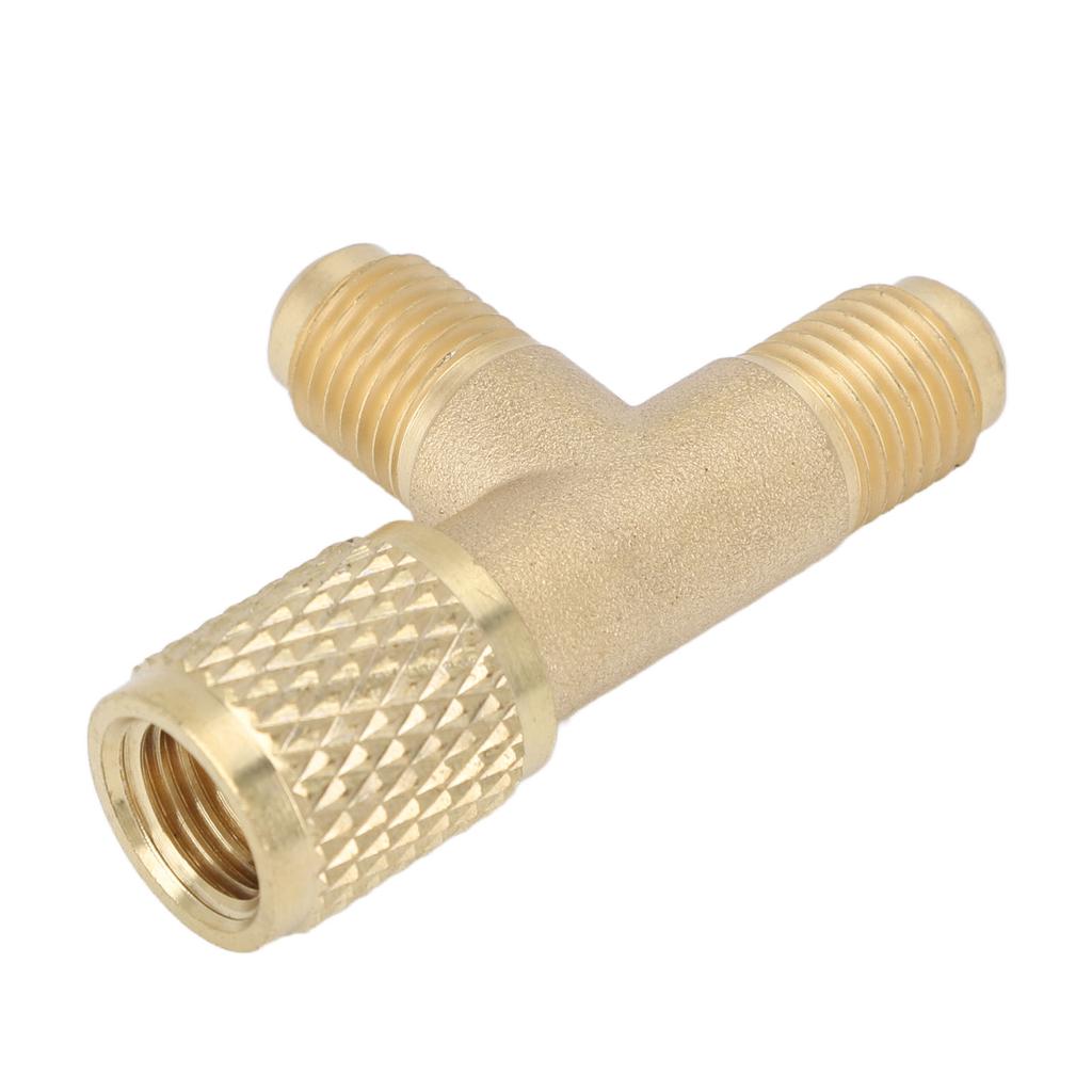 Schnellkupplungs-T-Adapter mit Ventileinsatz aus Messing, 1/4 Zoll SAE, robuste Struktur für R22, R12, R134