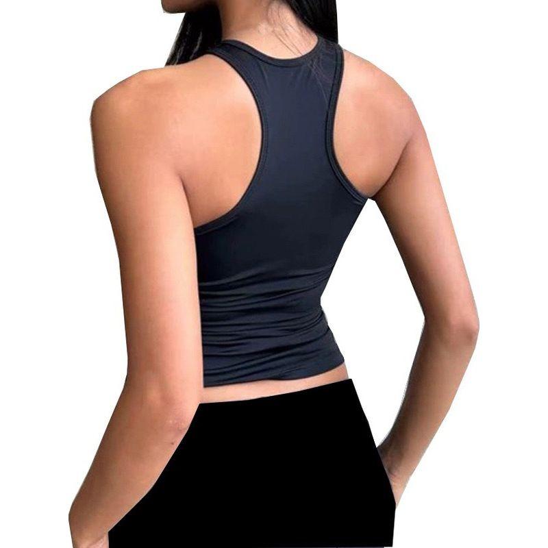Fashion Sports Vest for Women with Chest Pad Quick-Drying Zipper H-Shaped Beauty Back Workout Bra Running Yoga Clothes Tops