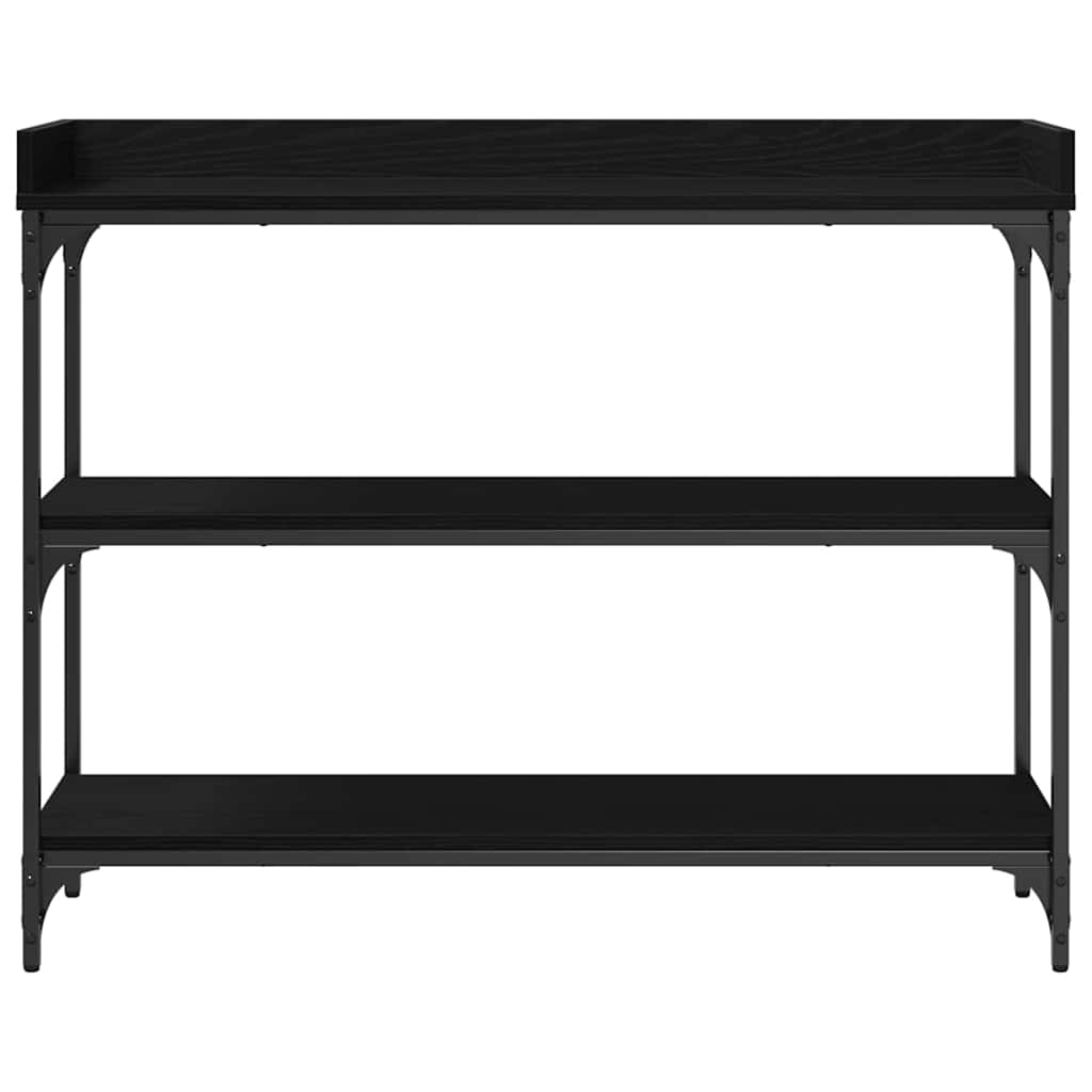 Console Table with Shelf Black Oak Effect 100 X 30 X 80 Cm