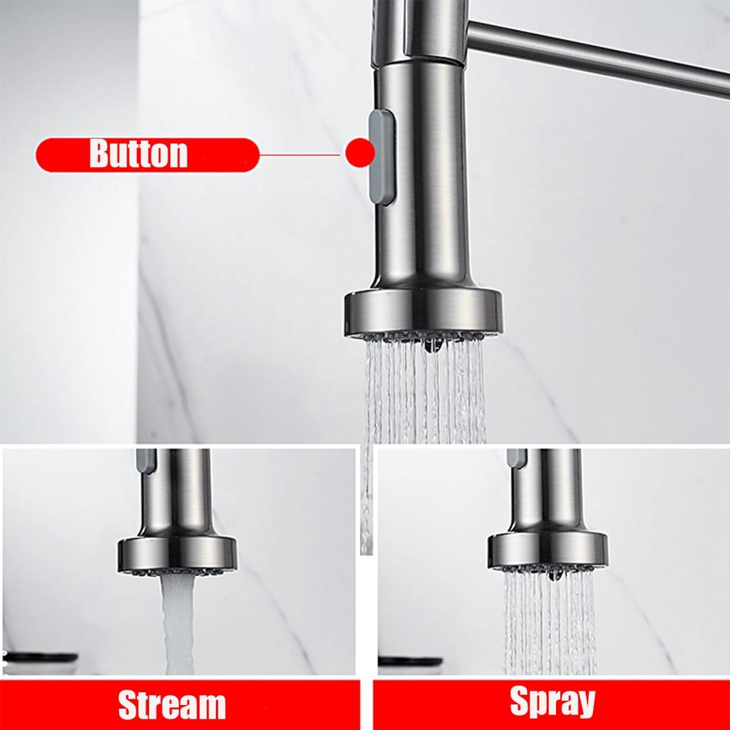 Polished Stainless Steel Black Single Handle Kitchen Basin Faucet 360 Rotating Cold and Hot Water Mixer Tap Deck Mounted