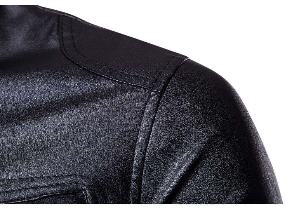 Autumn and winter new men's stand-up collar double pocket casual locomotive leather jacket jacket Y