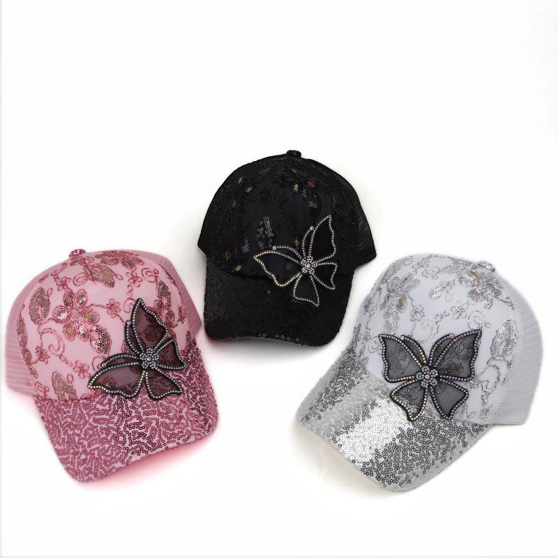 Spring & Summer Sequin Bow Baseball Cap: Breathable Mesh Sun Protection Hat