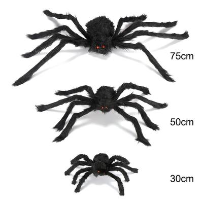 Fournitures de fête d'atmosphère d'horreur, ornement de Bar, décoration d'halloween, araignée en peluche noire, maison hantée