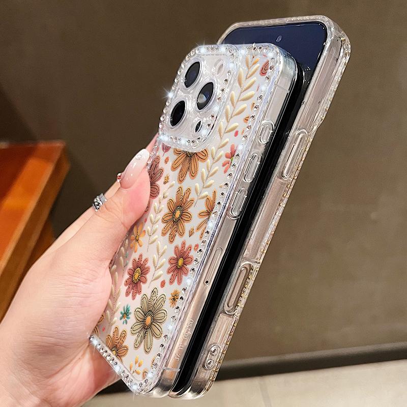 Bling Diamond Oil Painting Soft Silicone Case For iPhone 16e 16 15 14 13 17 Pro Max 13 15 Pro 17 Shockproof TPU Phone Cover