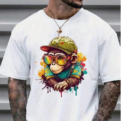 T-shirt d'été à la mode pour hommes, haut créatif avec dessin animé Animal singe imprimé