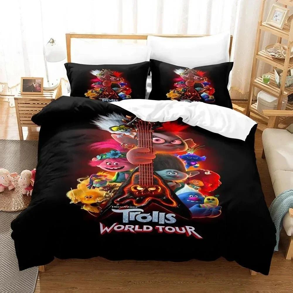 3D Print Cartoons Bed Sheet Set Trolls Bedding Set Printed With Pillowcase Bed Duvet Cover Soft Queen King Size Bedclothes Home