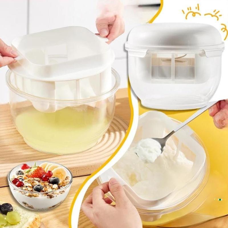 Round Yogurt Filter Container Transparent Storage Jar Airtight Sealed Canister For Yogurt Making Grains Kitchen Food Storage