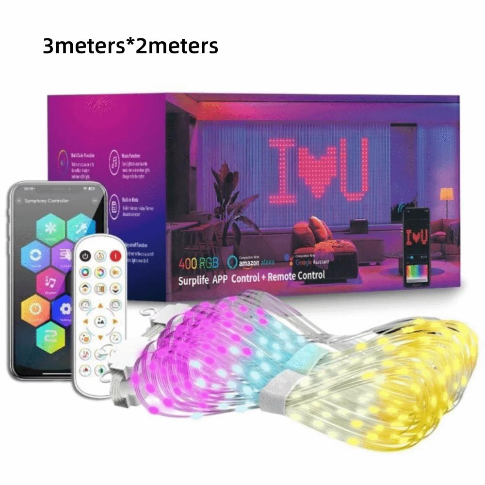 400 LEDs DIY Fairy Lights Bluetooth Control LED Curtain Strip RGB String Lights  Window Decoration