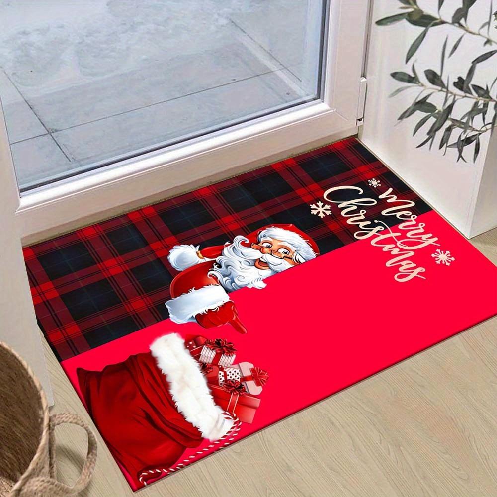 1 Stück Weihnachtsthema Teppich, Weihnachtsmann liefert heimlich Geschenke Druck, Nachttischteppich, Rutschfeste Waschküchenmatte, Maschinenwaschbar Wasserabsorbierend