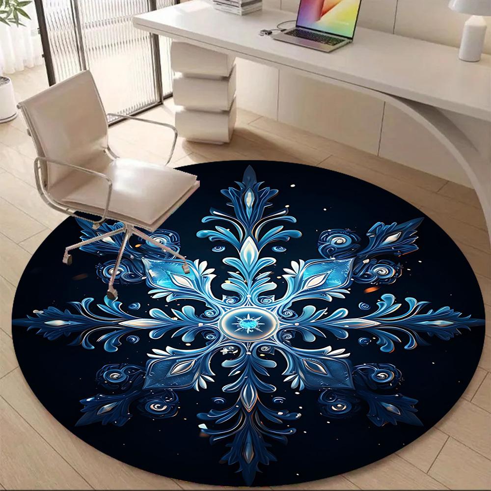 1PC Winter Fantasy Office Round Area Rug, Mat Suitable For Office, Under Office Chairs Bedroom Living Room Home Decor, Room Deco