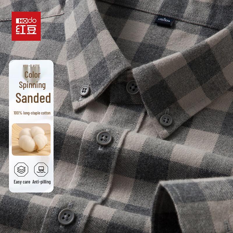 

Hodo Men s Pure Cotton Classic Plaid Long-Sleeve Shirt XL
