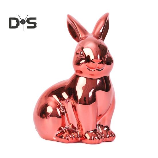 

Пасхальный кролик, блестящая статуэтка кролика, копилка, винтажная скульптура кролика для домашнего офиса, декор стола, принадлежности для весенней вечеринки розы красного