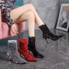 Fashion Boots Woman Shoes High Heels Ankle Boots for Women's Red Bling Punk Gothic Pointed Toe Elegant Heel Stripper Dance Wedding Bride