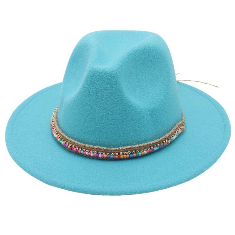 Pălărie înaltă Stil Etnic Lanț de Mărgele Lucrat Manual Pălărie Jazz Pălărie Fedorado pentru Spectacol Culoare Pălărie