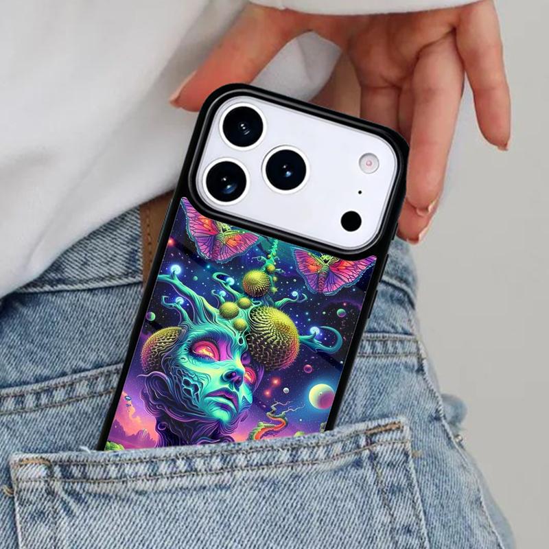

Психоделический Триповый Инопланетный Визуальный Чехол для Телефона для iPhone 17ProMax 12 13 14 15 16e 17 Pro Max Plus Air Cover iPhone 14 Pro Max