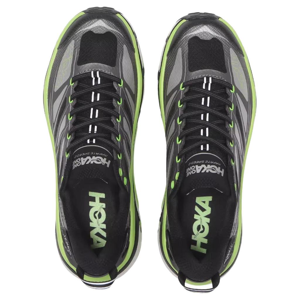 Hoka One One Mafate Speed 2 Comfortable Versatile Non-Slip Low-Top Running Shoes Unisex Running Shoes Black Green 1126851-BCKLC