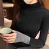 Designed Contrasting Half-high Collar Long-sleeved Sweater for Women In Autumn and Winter New Style Slimming and Temperament Inner Layering Top