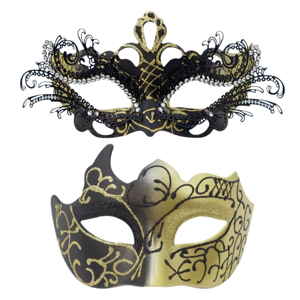 2 Stück Spitzenbemalte Maske Farbverlauf Glitzer Augenmaske Gotisches Elegantes Halbgesichtsmasken-Set Maskenballparty