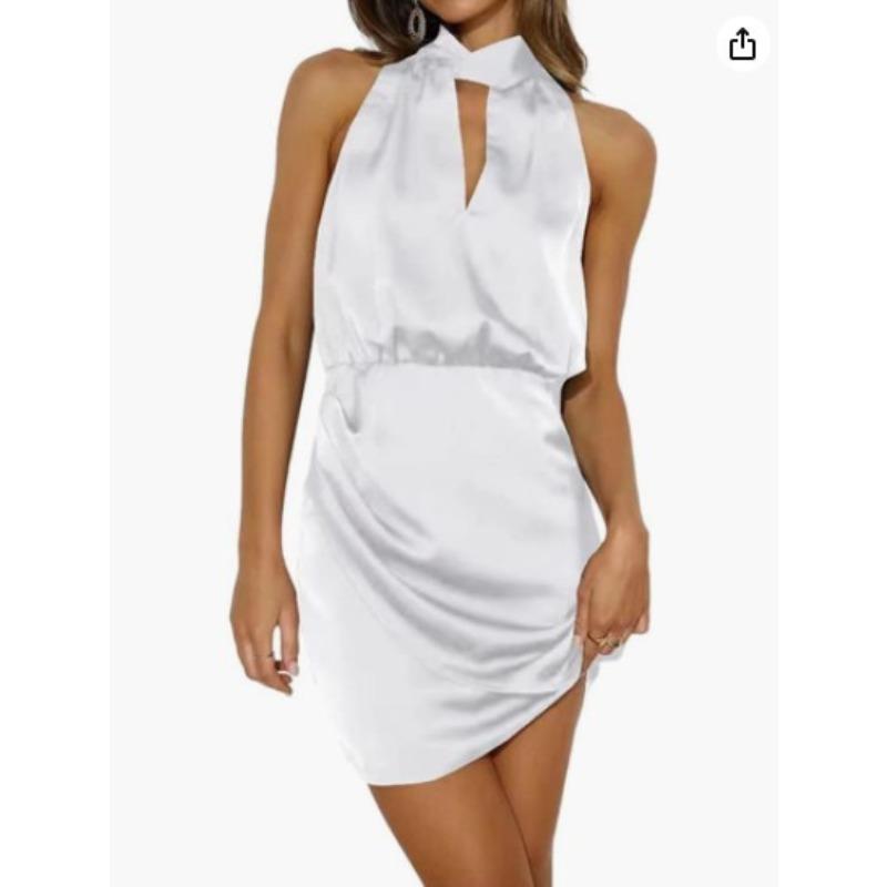 Spring Women s Dress V-Neck Neck Sleeveless Mini Short Dress Satin Club Party Short S