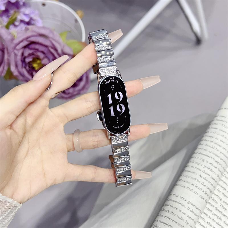 

Легко регулируемый браслет для умных часов Xiaomi Mi Band 9, металлический ремешок, нарядный браслет для женщин Xiaomi Mi Band 8, золотой For xiaomi band 9/8 серебряный