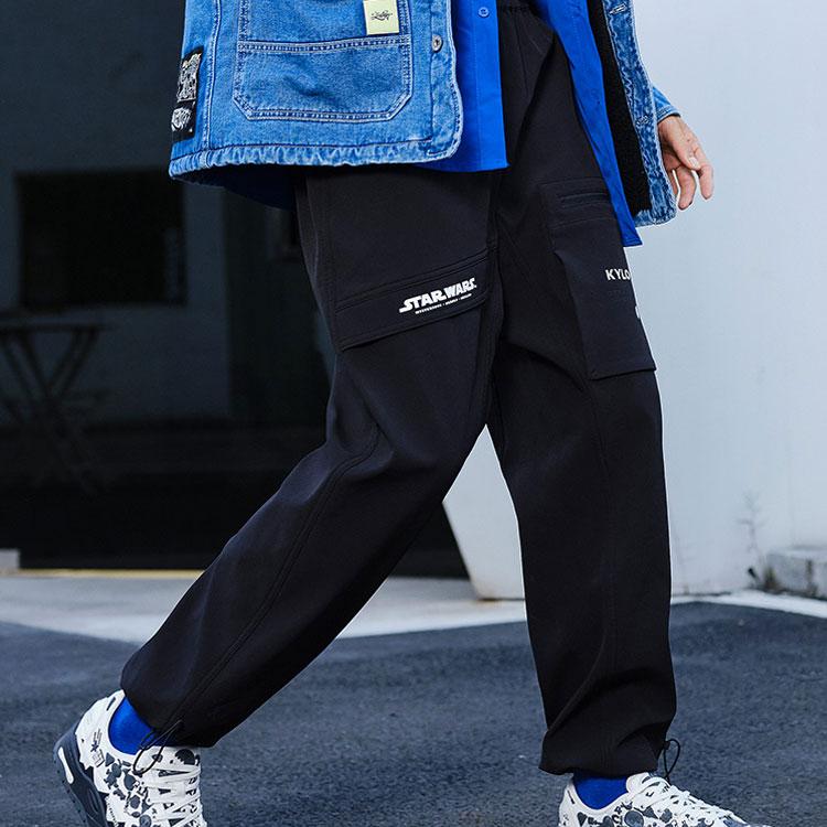 Li Ning X Star Wars Collaboration Fashion Series Letter Print Cargo Pocket Jogger Pants Men Pants Black AYKR901-2