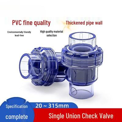 Transparent PVC Single Union Check Valve, Fish Tank One-Way Non-Return Valve, Water Stop Valve, 2-Inch 20 25 32 40.