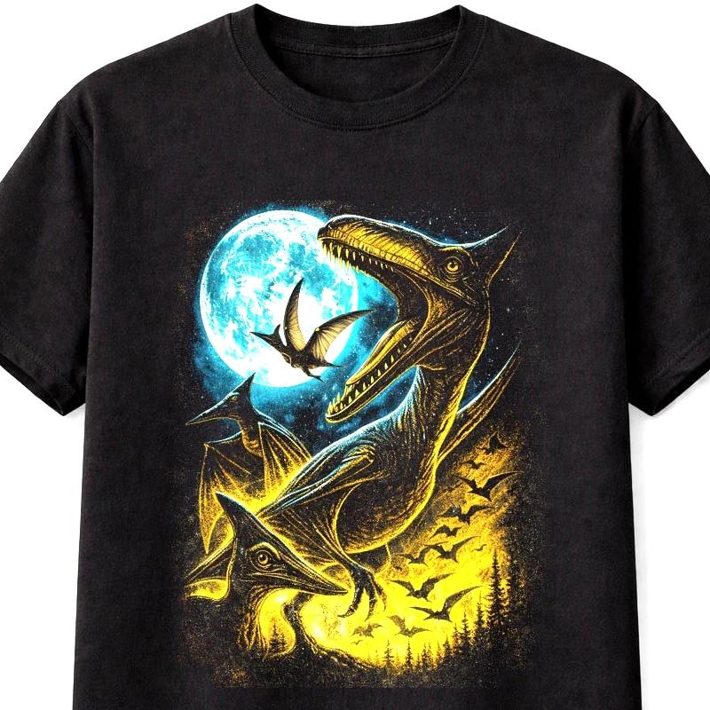 Pterodactyl Moonlight Dinosaur Prehistoric Creature Unisex TShirt S