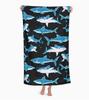 Oversized Microfiber Beach Towel, Blue Shark Ocean Splash Print, Quick Dry & Sand Resistant, for Summer Beach Pool Vacation