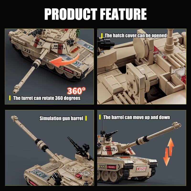1002PCS Military Series Classic War M1 Main battle Tank Building Blocks Model Bricks WW2 Creative Toys Sets for Boys Adult Gifts