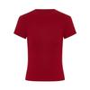 Korean Slim-Fit Red T-Shirt for Women - Figure-Flattering, Waist-Cinching, Straight-Shoulder, High-Stretch, Short-Sleeve