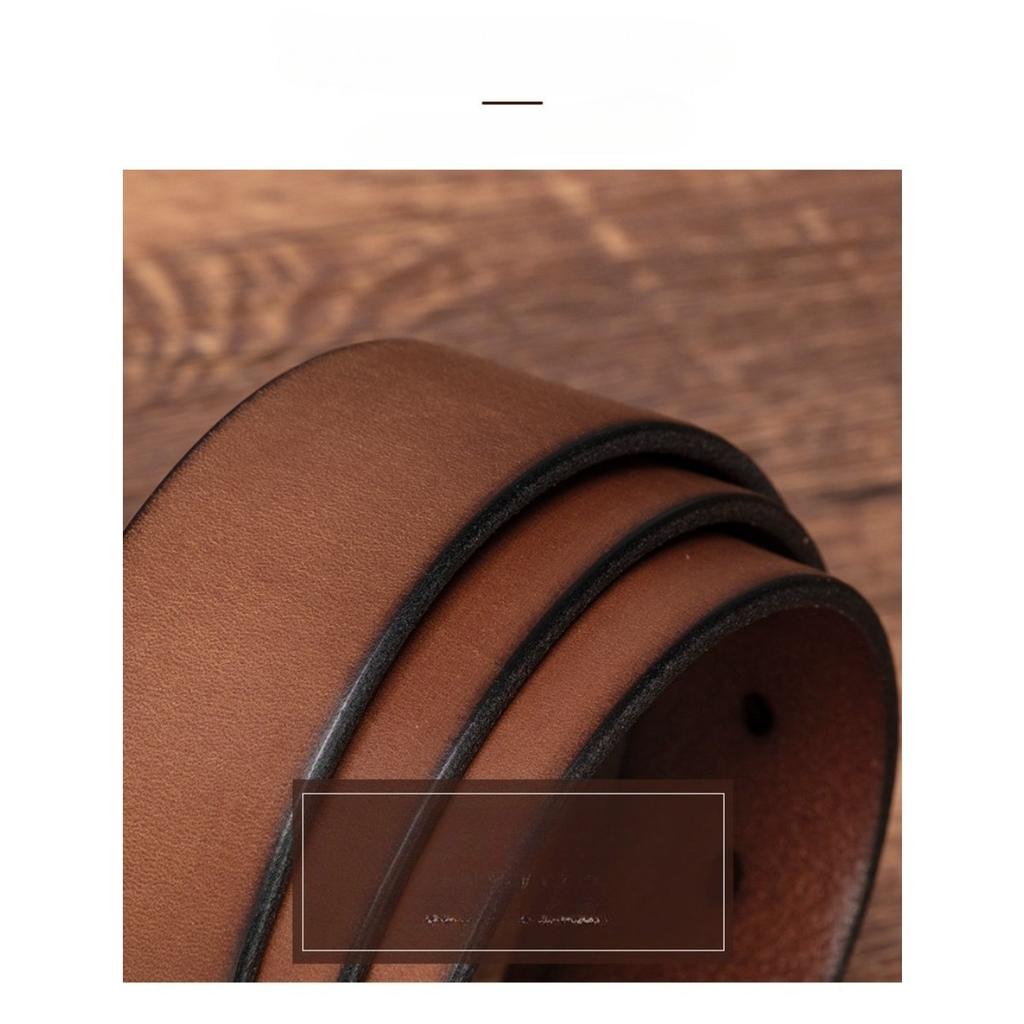 Belt Men's Leather Pin Buckle Pure Cowhide Copper Buckle Vintage Distressed Workwear Belt Soft and Durable Pure Cowhide Trouser Belt